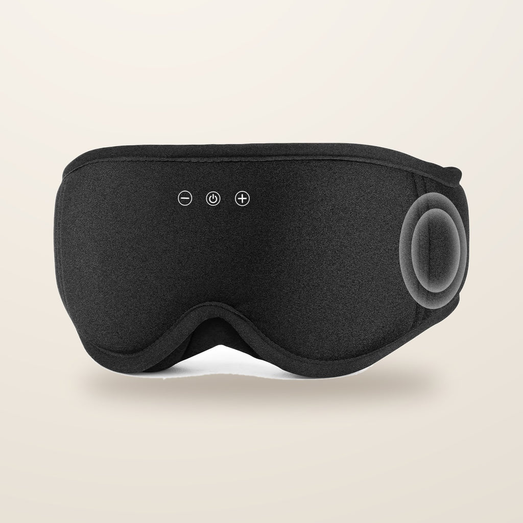 Masque de sommeil Bluetooth 3D noir avec boutons volume et marche